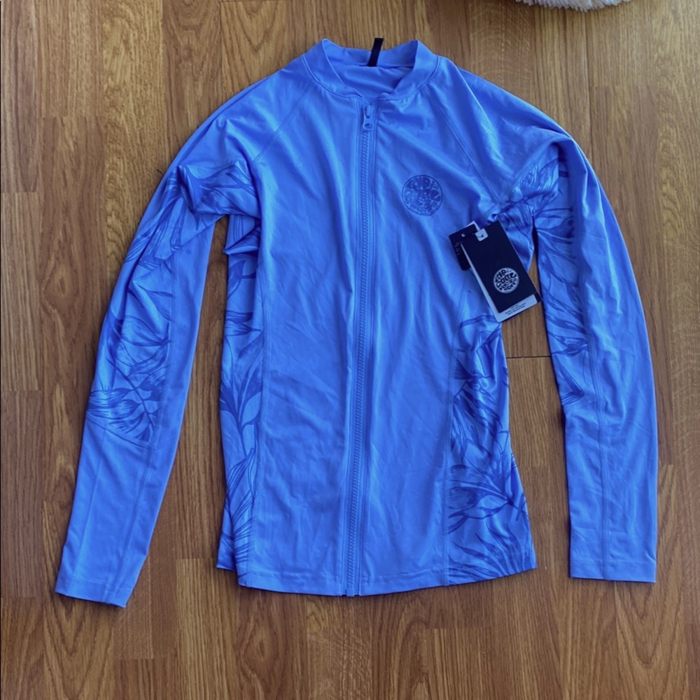 Blue Long Sleeve Zip-Up Swim Jacket